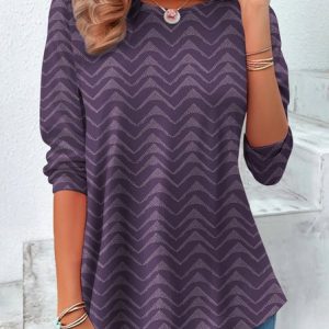 Vintage Plaid Crew Neck Long Sleeve T-shirt, T-shirts, color:Color2|size:4XL, catalog Noracora shop