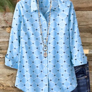 Shirt Collar Regular Sleeve Long Sleeve Abstract Buckle Regular Loose Button Up Shirt Shirt For Women, Shirts, color:Blue|size:XXL, catalog Noracora shop