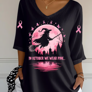 Vintage Halloween V Neck Three Quarter Sleeve T-shirt, T-shirts, color:Color6|size:5XL, catalog Noracora shop