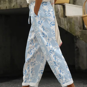 Women Floral Long Pants Casual Spring/Fall Trousers, Pants, color:Blue|size:5XL, catalog Noracora shop