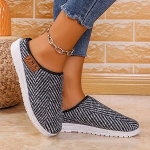 Casual Color Block Slip On Flat Heel Loafers, Women shoes, color:Gray|size:43, catalog Noracora shop