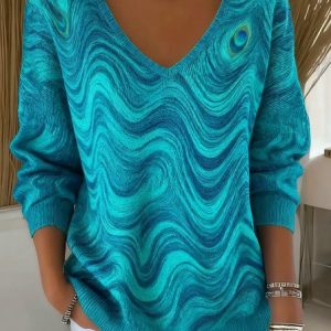 Women Cotton Ombre Long Sleeve Comfy Casual Sweater, Sweaters, color:As Picture|size:3XL, catalog Noracora shop
