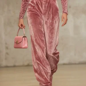 Urban Plain Straight Pants, Pants, color:Pink|size:XXL, Stylewe