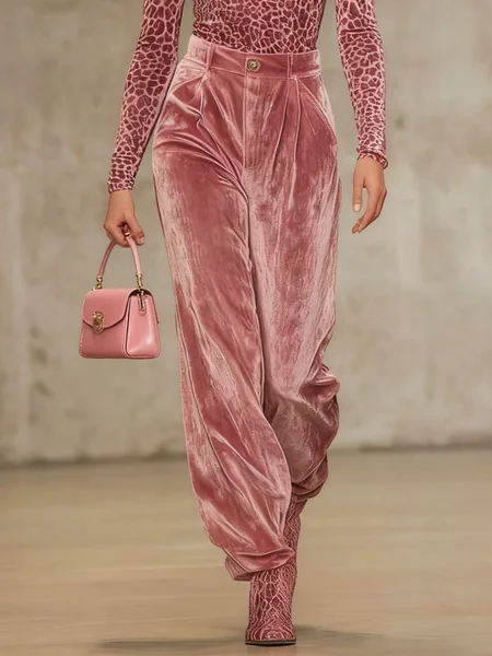 Urban Plain Straight Pants, Pants, color:Pink|size:XXL, Stylewe