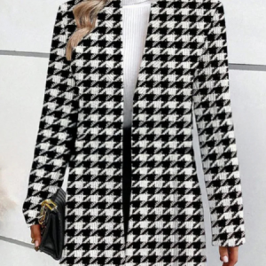 Women Spring/Fall Outerwear Vintage Printing Geometric Long Sleeve Stand Collar Jacket, JustFashionNow Jackets, color:Black|size:3XL,