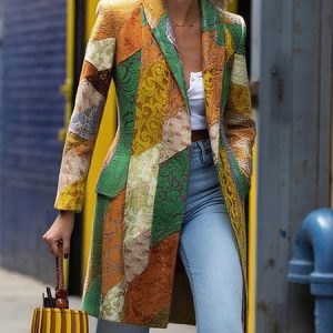 Casual Printing Ethnic Shawl Collar Coat, Coats, color:As Picture|size:XXL, Stylewe