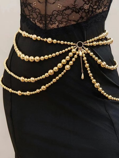Elegant Plain Pearl Belt, Belts, color:Golden|size:One-size, Stylewe