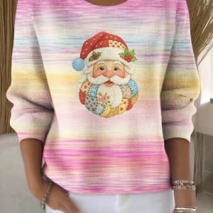 Women Cotton Ombre Long Sleeve Comfy Vintage Sweater, Sweaters, color:Pink|size:4XL, catalog Noracora shop