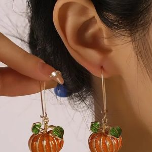 Urban  Pumpkin Pattern Dangle, Earrings, color:Orange|size:One-size, Stylewe