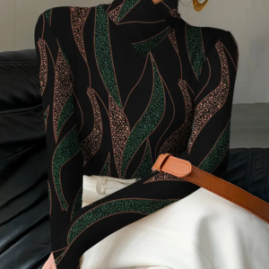 Women Abstract Long Sleeve Blouse Spring/Fall Printing Daily Casual Top, JustFashionNow Blouses, color:Black|size:XXL,