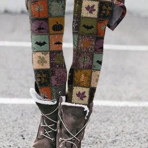 Women Geometric Vintage All Season Long Leggings, Pants, color:As Picture|size:4XL, catalog Noracora shop