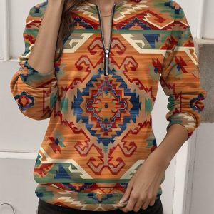 Vintage Crew Neck Geometric Sweatshirt, Hoodies & Sweatshirts, color:Color4|size:XXL, catalog Noracora shop