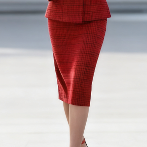 Elegant Plaid Midi Skirt, Skirts, color:Red|size:XXL, Stylewe