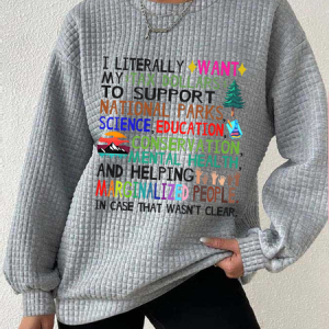 Casual Crew Neck Text Letters Sweatshirt, Hoodies & Sweatshirts, color:Light Gray|size:3XL, catalog Noracora shop