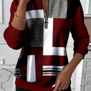Casual Crew Neck Abstract Sweatshirt Printing, Hoodies & Sweatshirts, color:Red|size:XXL, catalog Noracora shop
