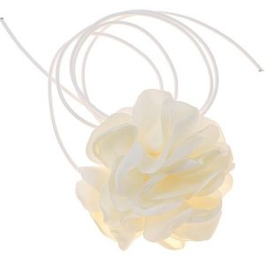 Three-dimensional Flower Strap Rose Necklace Neck Flower Neck Strap Neck Accessory Collar Necklace, JustFashionNow Necklaces, color:White,