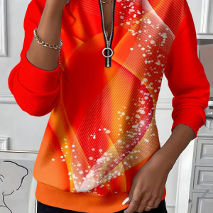 Casual Crew Neck Abstract Sweatshirt Printing, Hoodies & Sweatshirts, color:Orange|size:XXL, catalog Noracora shop