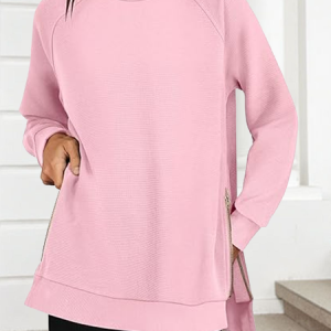 Casual Crew Neck Plain Sweatshirt, Hoodies & Sweatshirts, color:Pink|size:4XL, catalog Noracora shop