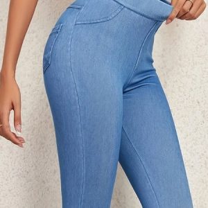 Women Plain Casual All Season Split Joint Long Leggings, Leggings, color:Blue|size:XL, catalog Noracora shop