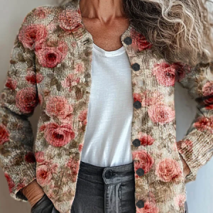 Women Floral Long Sleeve Comfy Vintage Printing Cardigan, Cardigans, color:Pink|size:5XL, catalog Noracora shop