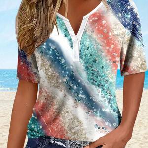 Women Abstract Short Sleeve Tee T-shirt Crew Neck Printing Casual Summer Graphic Tee Top, JustFashionNow T-Shirts, color:As Picture|size:4XL