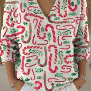 Women Christmas Long Sleeve Comfy Vintage Sweater, Sweaters, color:Red|size:4XL, catalog Noracora shop
