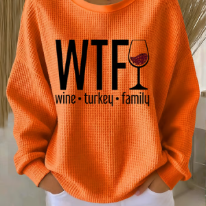 Casual Crew Neck Text Letters Sweatshirt, Sweaters, color:Orange|size:3XL, catalog Noracora shop