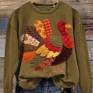 Casual Crew Neck Turkey Sweatshirt Printing, Hoodies & Sweatshirts, color:Tan|size:XXL, catalog Noracora shop