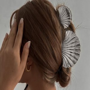 Real Gold Electroplated Headdress Large Shell Hairpin Niche Design Alloy Clip High-end Clip, JustFashionNow Women Hair Accessories, color:Color4|size:One-size,