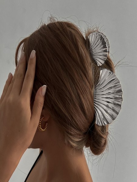 Real Gold Electroplated Headdress Large Shell Hairpin Niche Design Alloy Clip High-end Clip, JustFashionNow Women Hair Accessories, color:Color4|size:One-size,