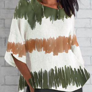 Women Abstract Half Sleeve Tee T-shirt Crew Neck Casual Summer Top, JustFashionNow T-Shirts, color:As Picture|size:5XL