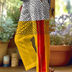 Women Abstract Long Pants Casual Spring/Fall Trousers, JustFashionNow Pants, color:Yellow|size:5XL,