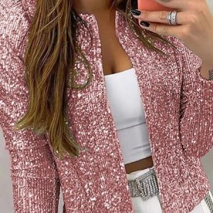 Women Spring/Fall Outerwear Vintage Split Joint Plain Long Sleeve Stand Collar Jacket, JustFashionNow Jackets, color:Pink|size:3XL,