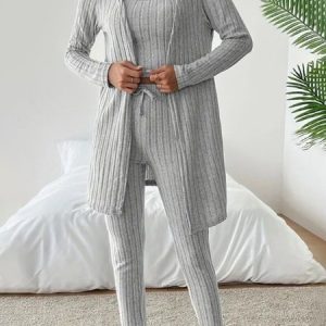 Women Plain Matching Outfit Daily Long Sleeve Casual Spring/Fall Multi-Piece Set Matching Set, Jumpsuits&Rompers, color:Gray|size:XXL, catalog Noracora shop