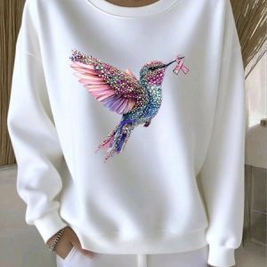 Casual Crew Neck Animal Sweatshirt, Hoodies & Sweatshirts, color:White|size:4XL, catalog Noracora shop