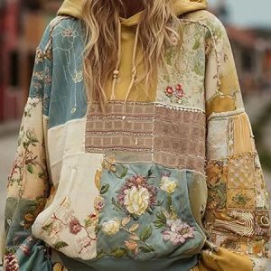 Vintage Hoodie Floral Hoodie, Hoodies & Sweatshirts, color:flower|size:3XL, catalog Noracora shop