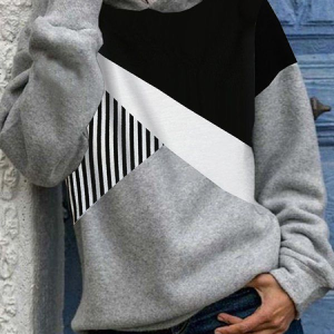 Casual Hoodie Multicolor Block Hoodie Printing, Hoodies & Sweatshirts, color:Gray|size:5XL, catalog Noracora shop