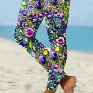 Women 3D Floral Print Casual All Season Printing Long Leggings, Leggings, color:As Picture|size:XXL, catalog Noracora shop