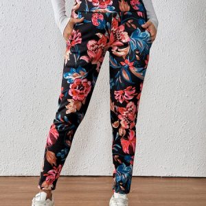 Women Floral Casual Winter Long Leggings, Pants, color:flower|size:XXL, catalog Noracora shop