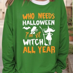 Vintage Crew Neck Halloween Sweatshirt, T-shirts, color:Deep Green|size:3XL, catalog Noracora shop