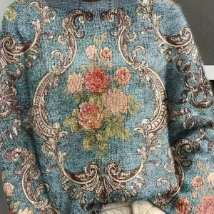Women Floral Long Sleeve Comfy Vintage Printing Sweater, Sweaters, color:Blue|size:4XL, catalog Noracora shop