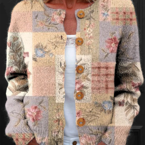 Women Knitted Geometric Long Sleeve Comfy Vintage Cardigan, Cardigans, color:Color2|size:5XL, catalog Noracora shop