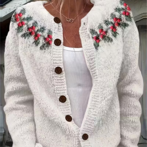 Women Floral Long Sleeve Comfy Vintage Printing Cardigan, Cardigans, color:White|size:5XL, catalog Noracora shop