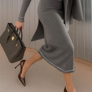 Urban Color Block Midi Sweater Skirt, Skirts, color:As Picture|size:XXL, Stylewe