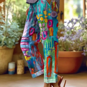 Women Abstract Long Pants Casual Spring/Fall Trousers, Pants, color:Blue|size:5XL, catalog Noracora shop