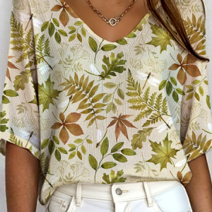 Vintage Dragonfly V Neck Three Quarter Sleeve T-shirt, T-shirts, color:Green|size:5XL, catalog Noracora shop
