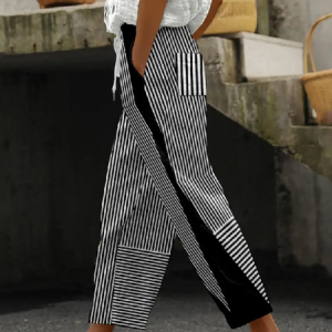 Women Striped Long Pants Casual Spring/Fall Trousers, Pants, color:Black|size:5XL, catalog Noracora shop