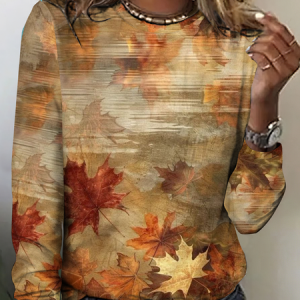 Vintage Chevron Crew Neck Long Sleeve T-shirt, T-shirts, color:As Picture|size:4XL, catalog Noracora shop
