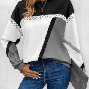 Women Abstract Crew Neck Printing Casual Spring/Fall Long Sleeve Sweatshirt, JustFashionNow Sweatshirts & Hoodies, color:Gray|size:XXL,