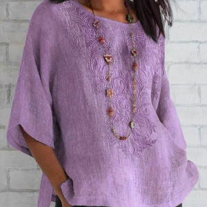 Casual Floral Crew Neck Half Sleeve T-shirt, T-shirts, color:Purplish Red|size:5XL, catalog Noracora shop